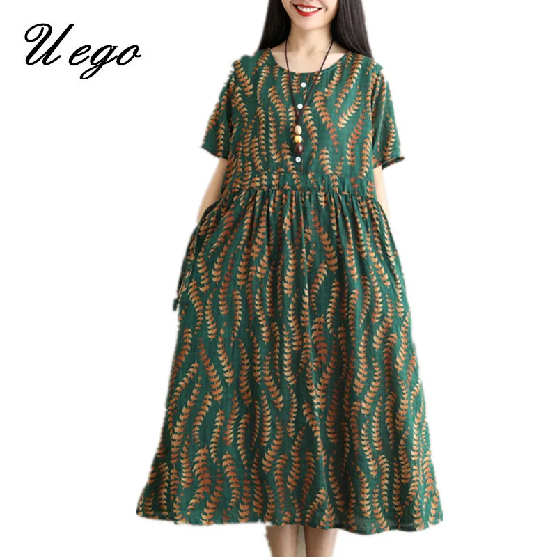 Uego Print Floral Slim INS Prairie Chic Vintage Dress Soft Cotton Linen Short Sleeve Holiday Beach Casual Dress Women Midi Dress
Uego Print Floral Slim INS Prairie Chic Vintage Dress Soft Cotton Linen Short Sleeve Holiday Beach Casual Dress Women Midi Dress