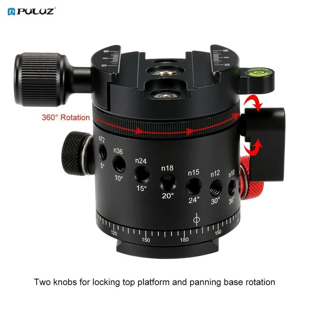 PULUZ Aluminum Alloy Panoramic 360 Degree Indexing Rotator Ball Head With Quick Release Plate for Camera Tripod Head
PULUZ Aluminum Alloy Panoramic 360 Degree Indexing Rotator Ball Head With Quick Release Plate for Camera Tripod Head