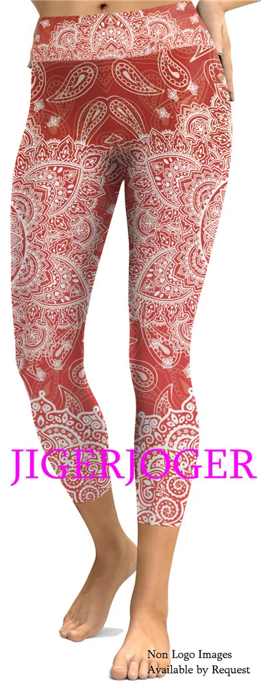 JIGERJOGER Spring Yellow Ganesha Capris Leggings JIGERJOGER Spring Yellow Ganesha Capris Leggings