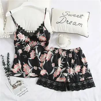 Fashion Satin Sexy Sleepwear Suit Pajamas Underwear Nightwear Women New Print Summer Pajama Sets
Fashion Satin Sexy Sleepwear Suit Pajamas Underwear Nightwear Women New Print Summer Pajama Sets