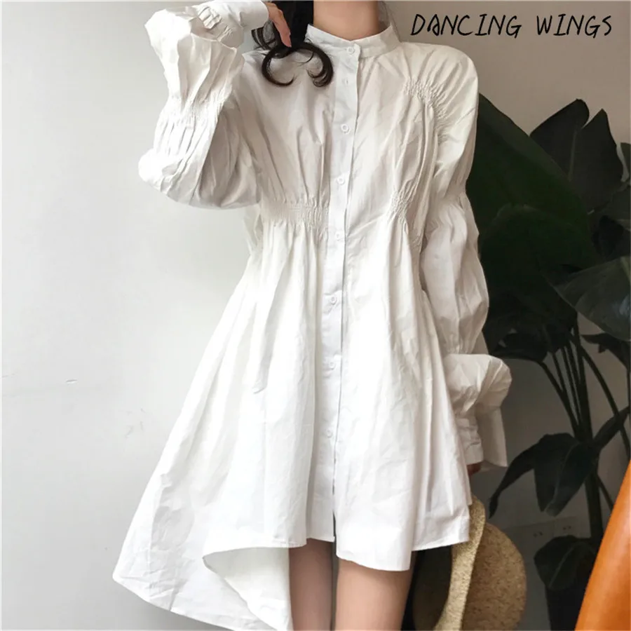 DANCING WINGS Korean Style Loose Lantern Sleeve Irregular White Shirt Cotton Women
DANCING WINGS Korean Style Loose Lantern Sleeve Irregular White Shirt Cotton Women