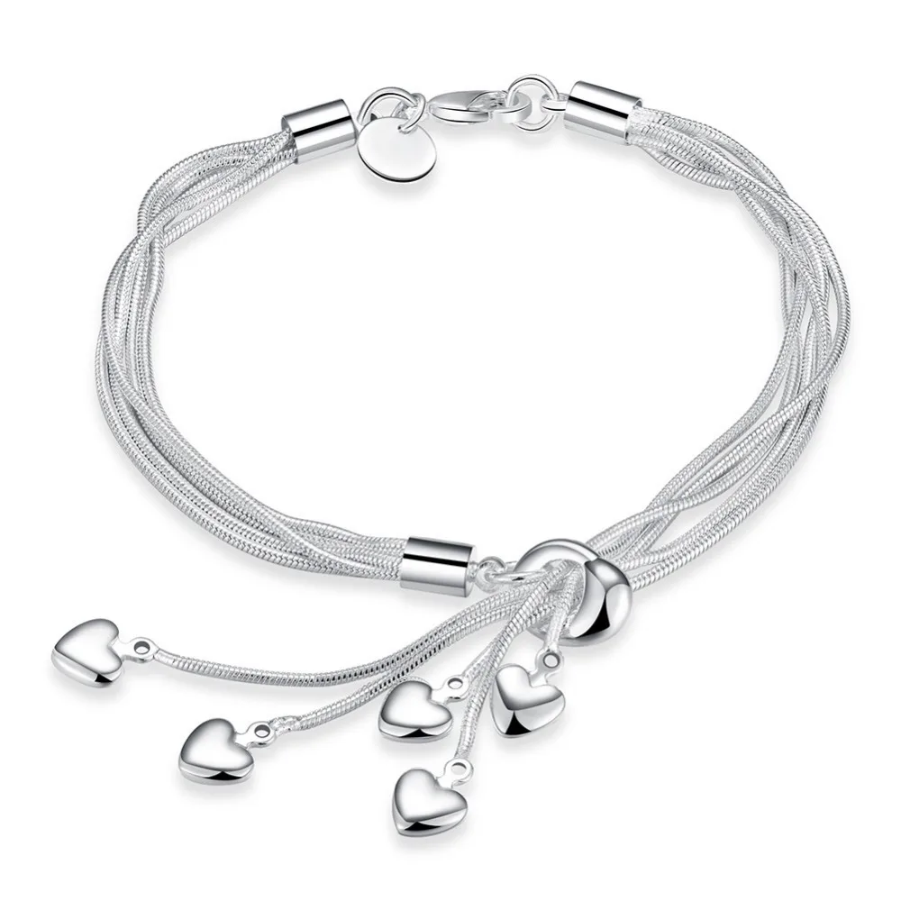 Pure 925 Sterling Silver Heart Charm Bracelet & Bangle For Women Elegant Adjustable Pulseras Mujer Wedding Gift SL250
Pure 925 Sterling Silver Heart Charm Bracelet & Bangle For Women Elegant Adjustable Pulseras Mujer Wedding Gift SL250