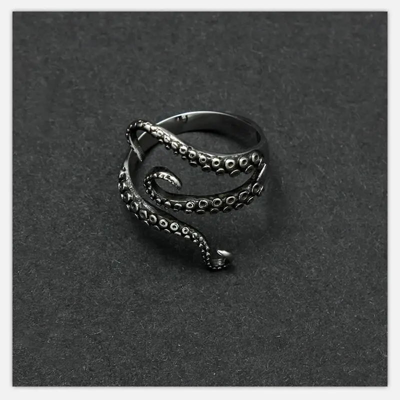 Quality Titanium stainless steel Deep sea squid Octopus finger rings opened Adjustable size Gothic fashion jewelry Free Shipping 11