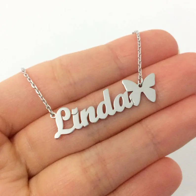 Custom Name Necklace With Butterfly Nameplate Jewelry Personalized Letter Necklaces Rose Gold Choker Collier BFF Bridesmaid Gift | Украшения