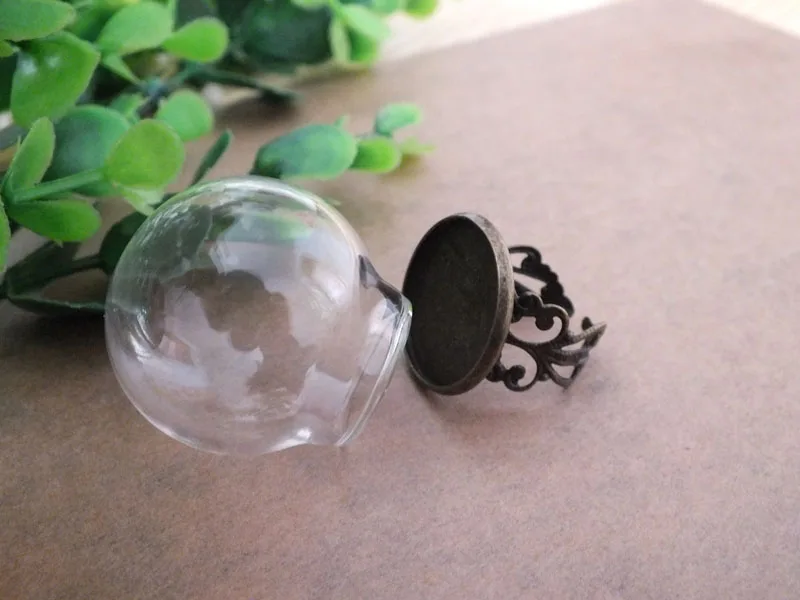 Фото 10 наборов 20 мм маленькое круглое стекло глобус кольцо с бронзовым покрытием