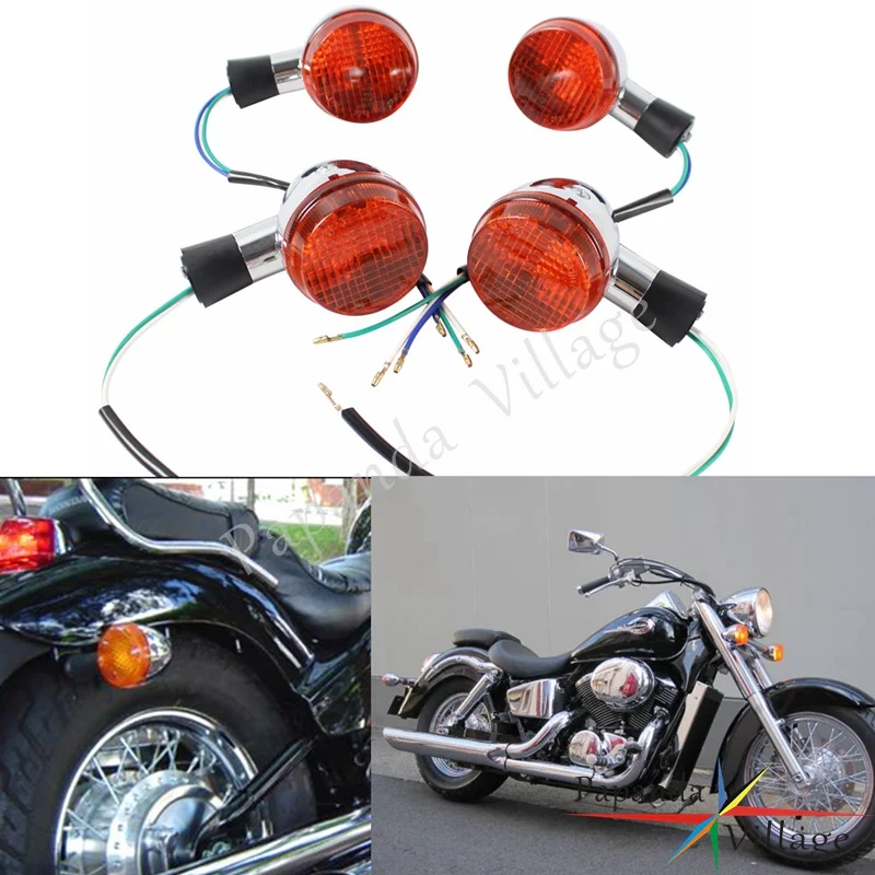 Papanda Motorcycle Chrome Front and Rear Turn Signal Indicator Light for Honda Shadow 400 750 VT750 04-07
Papanda Motorcycle Chrome Front and Rear Turn Signal Indicator Light for Honda Shadow 400 750 VT750 04-07