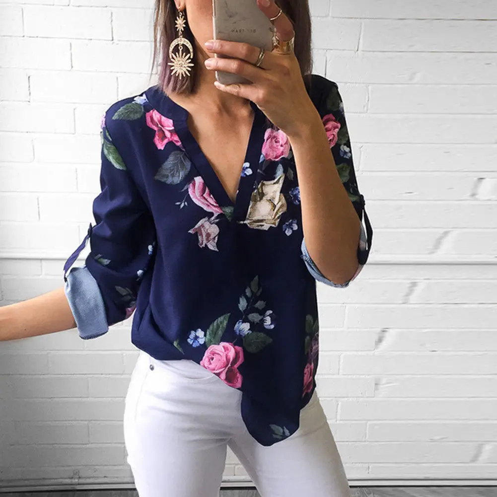Women New 3/4 Sleeve V neck Floral Tops Ladies Summer Casual Blouse Printed Chiffon Shirt
Women New 3/4 Sleeve V neck Floral Tops Ladies Summer Casual Blouse Printed Chiffon Shirt