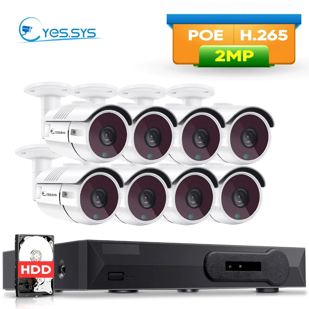 eyessys H.265 8CH 4.0MP CCTV NET NVR 8PCS 2mp Waterproof Camera System Surveillance Kit PoE Security Motion Detection | Безопасность и