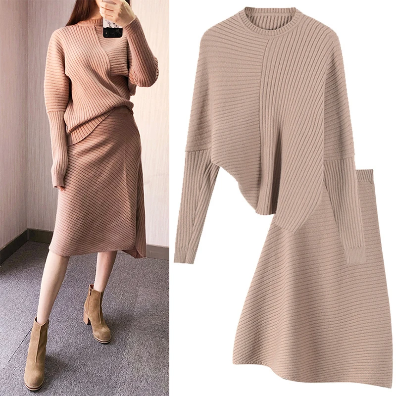 Fashion Irregular Wool Sweater + High Waist Skirt Suit 2018 Winter Korean 2 Piece Sweater Women Sets Loose Sweater&Midi Skirt
Fashion Irregular Wool Sweater + High Waist Skirt Suit 2018 Winter Korean 2 Piece Sweater Women Sets Loose Sweater&Midi Skirt