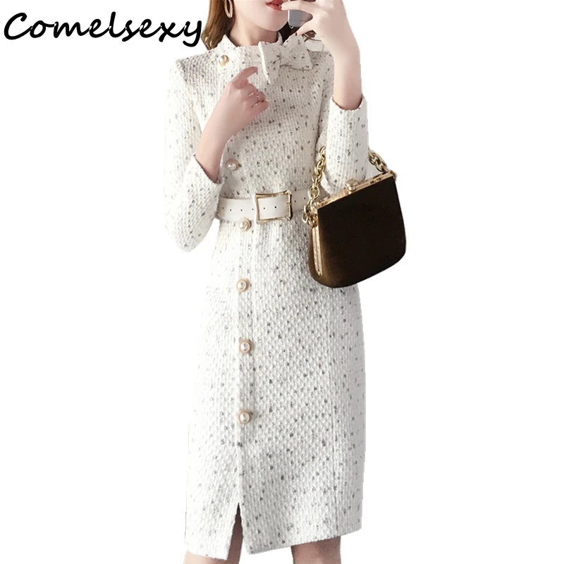 New Arrival 2019 Winter Runway Long Sleeve Tweed Dress Autumn Chic Women Elegant Slim Vintage Casual Woolen Dresses Vestidos
New Arrival 2019 Winter Runway Long Sleeve Tweed Dress Autumn Chic Women Elegant Slim Vintage Casual Woolen Dresses Vestidos