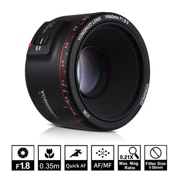 YONGNUO YN50mm F1.8 II Large Aperture Auto Focus Lens for Canon Bokeh Effect Camera Lens for Canon EOS 80D 70D 5D4 5D3 800D DSLR
YONGNUO YN50mm F1.8 II Large Aperture Auto Focus Lens for Canon Bokeh Effect Camera Lens for Canon EOS 80D 70D 5D4 5D3 800D DSLR