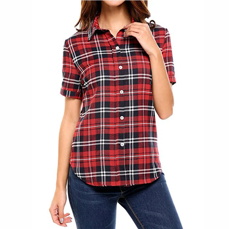 Dioufond Fashion Plaid Shirt Women Blouses Short Sleeve Plus Size Casual Blouses Summer Tops For Women 2018 Korean Style L-5XL
Dioufond Fashion Plaid Shirt Women Blouses Short Sleeve Plus Size Casual Blouses Summer Tops For Women 2018 Korean Style L-5XL