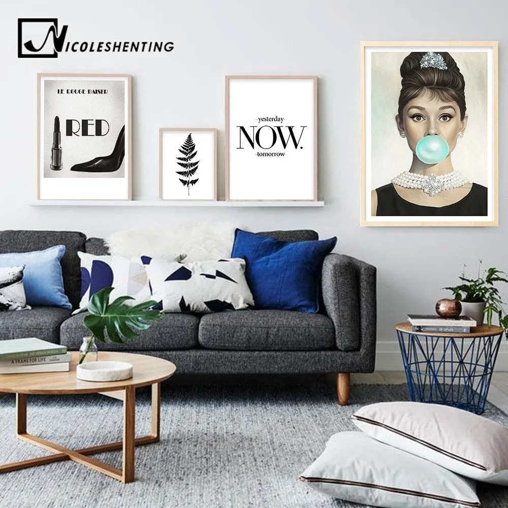 Audrey Hepburn Bubbles Wall Art Canvas Fashion Poster Black White Lipstick Leaf Prints Painting Picture Modern Room Decoration
Audrey Hepburn Bubbles Wall Art Canvas Fashion Poster Black White Lipstick Leaf Prints Painting Picture Modern Room Decoration