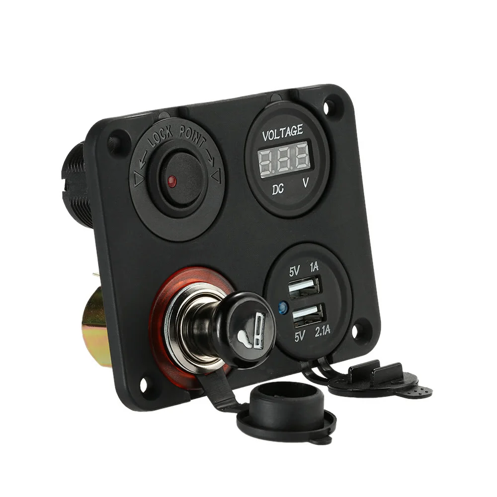 DIY Four Hole Panel Base + Dual USB + Voltmeter + Cigarette Lighter + ON-OFF Button Switch for Car Truck Motorcycle Boat ATV
DIY Four Hole Panel Base + Dual USB + Voltmeter + Cigarette Lighter + ON-OFF Button Switch for Car Truck Motorcycle Boat ATV