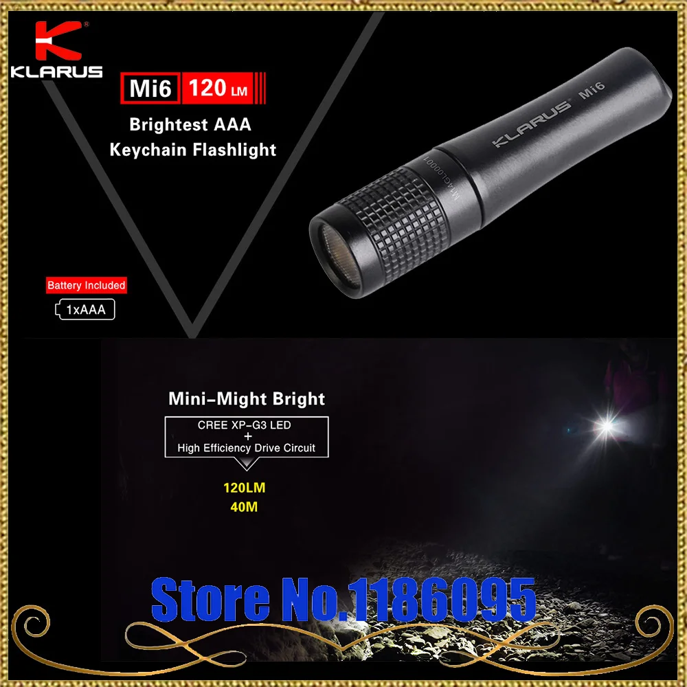 

KLARUS Mi6 CREE XP-G3 LED 120 lumens by 1 x AAA battery Mini Exquisitely detailed Finger sized Flashlight