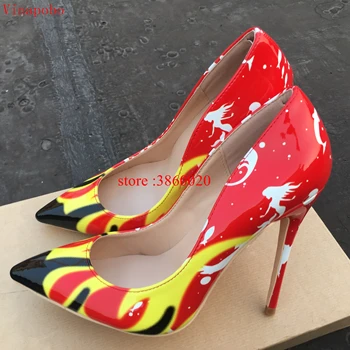 2019 Women Shoes Stiletto High Heels Women Pumps red Flame Printed Patent Leather Pointed Toe Ladies Party Woman wedding Shoes
2019 Women Shoes Stiletto High Heels Women Pumps red Flame Printed Patent Leather Pointed Toe Ladies Party Woman wedding Shoes