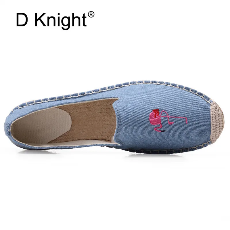 2018 Spring Summer Women Canvas Flamingo Shoes Comfortable Slip On Loafer Round Toe Lady Shoes Flats Embroidery Hemp Shoes Women (7)