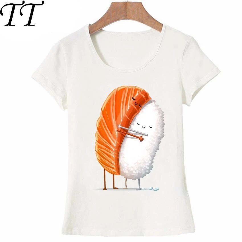 2018 New summer fashion Women t-shirt cute Sushi Hug pretty cartoon T-Shirt maiden casual Tops female Tees fashion lady shirt
2018 New summer fashion Women t-shirt cute Sushi Hug pretty cartoon T-Shirt maiden casual Tops female Tees fashion lady shirt
