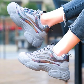 Women 5.5 cm Height Increase Running Sneakers colorful shining crystal jelly bottom Trainer women's shoes Platform Footwear
Women 5.5 cm Height Increase Running Sneakers colorful shining crystal jelly bottom Trainer women's shoes Platform Footwear