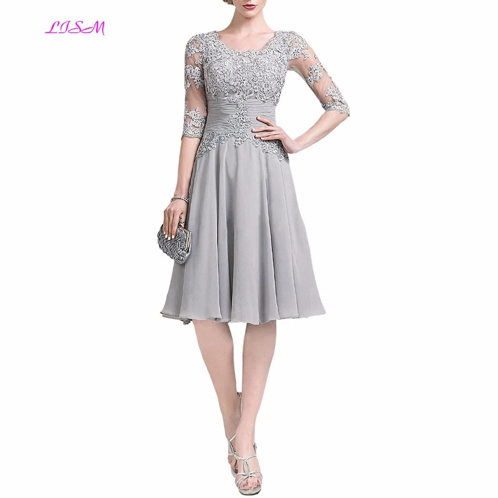 A-Line Short Mother of The Bride Dresses V-Neck Half Sleeves Chiffon Mother Dress Lace Appliques Evening Formal Gowns 2019
A-Line Short Mother of The Bride Dresses V-Neck Half Sleeves Chiffon Mother Dress Lace Appliques Evening Formal Gowns 2019