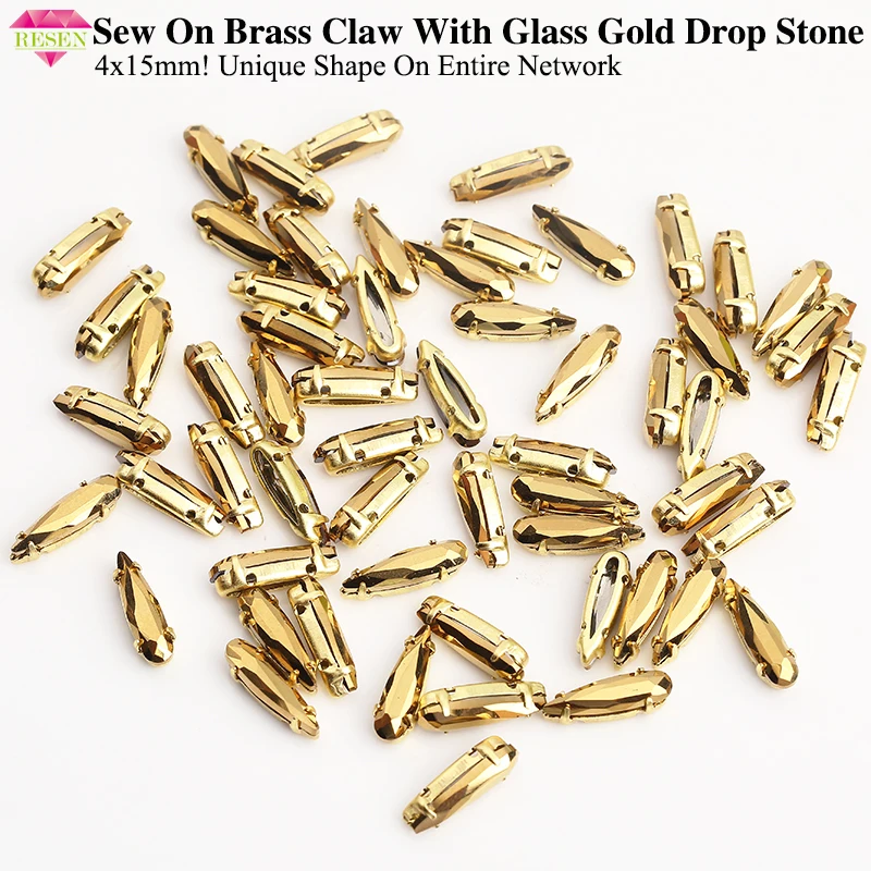 RESEN New! 4x15 Glass Sharp Teardrop Rhinestones For Sewing Gold Brass Claw With Glass Gold Stone DIY ClothingDecoration
RESEN New! 4x15 Glass Sharp Teardrop Rhinestones For Sewing Gold Brass Claw With Glass Gold Stone DIY ClothingDecoration