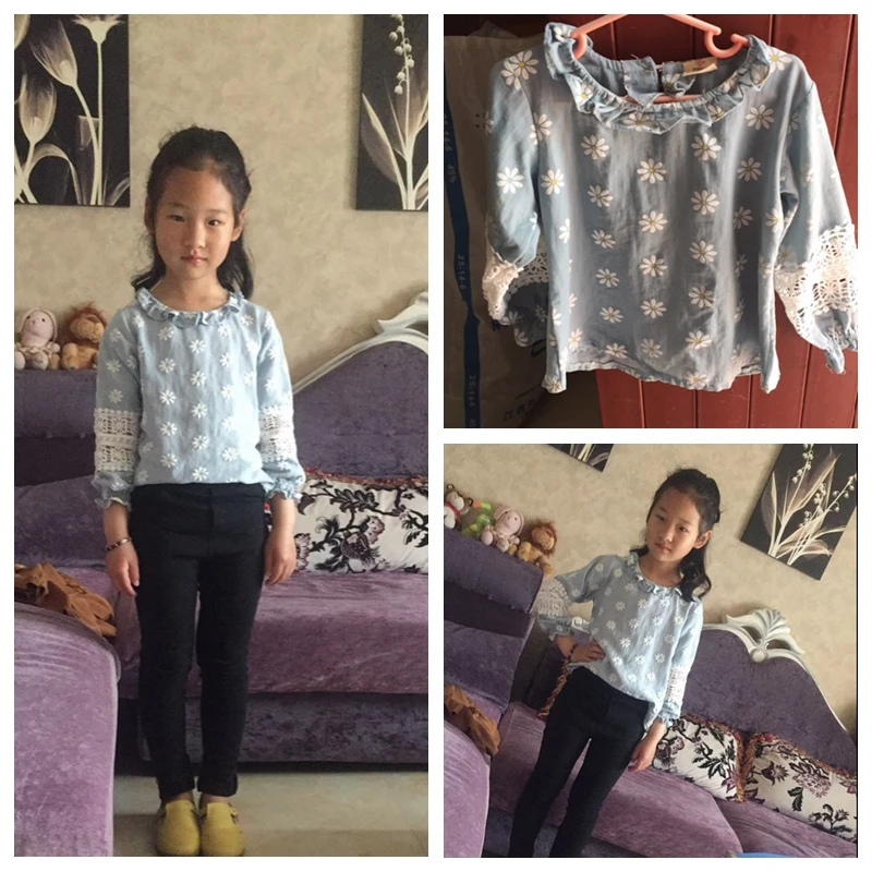  2018 Spring Fashion Female Child Children\'S Clothing Baby Girl Mandarin Collar Long-Sleeve Cutout Flower Shirt (21)