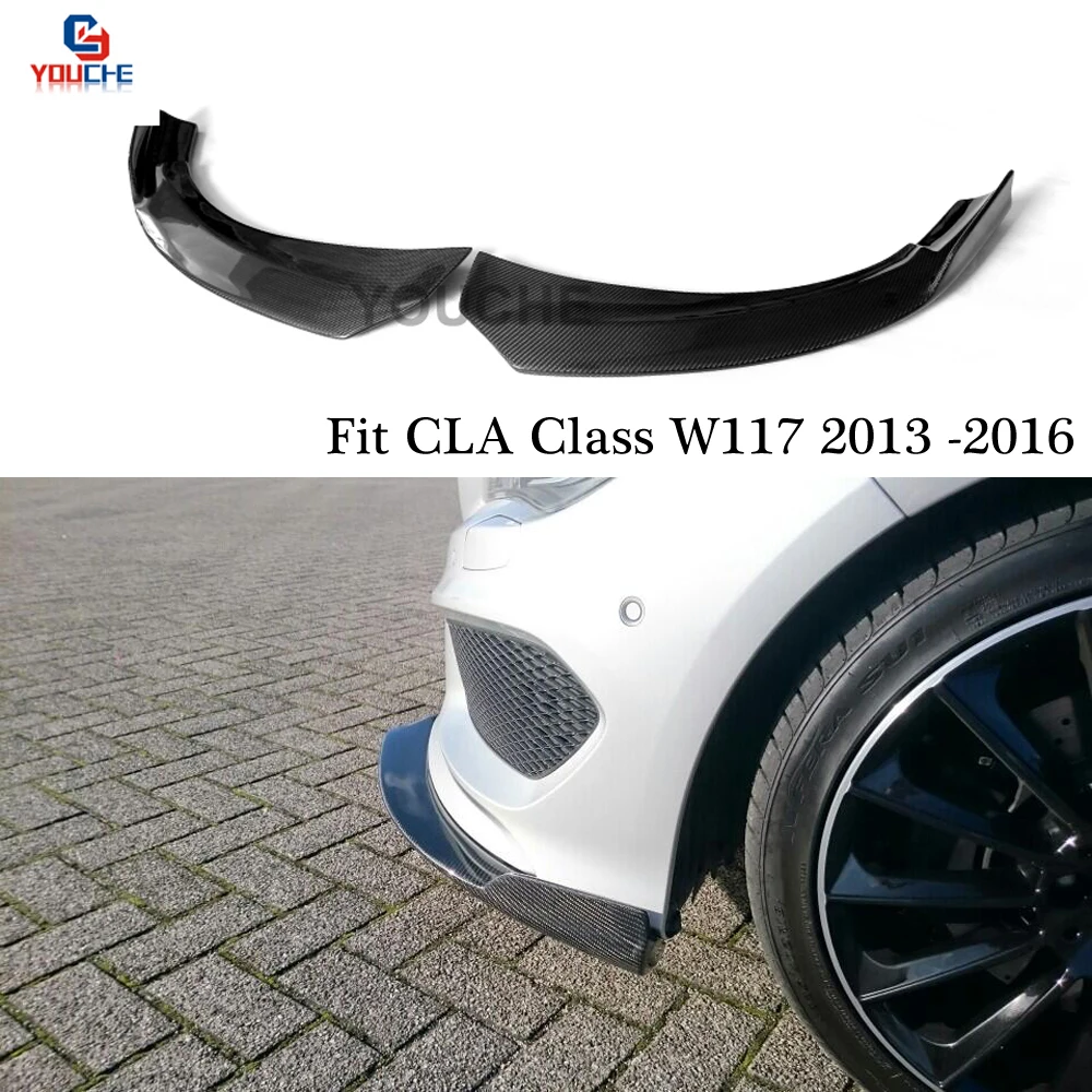 Спойлер для переднего бампера из углеродного волокна Mercedes W117 CLA Class 2013 2016 pre facelift
