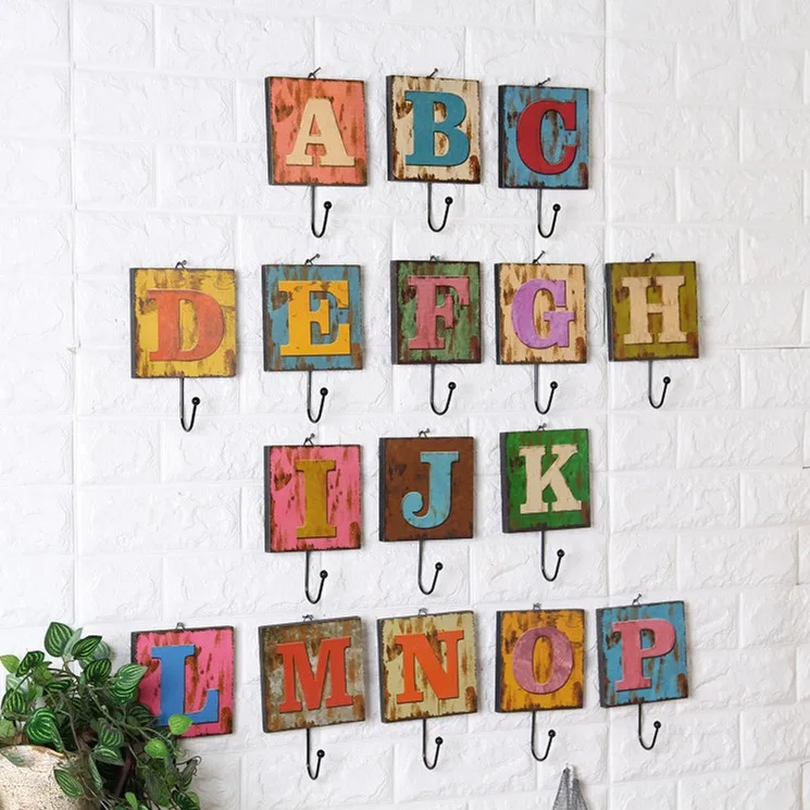 Creative Cafe clothing shop Home Furnishing decorative hook 26 English American retro letters wall mural.
Creative Cafe clothing shop Home Furnishing decorative hook 26 English American retro letters wall mural.