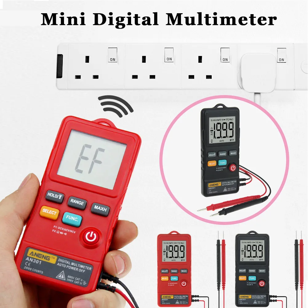 ANENG AN301 LCD Display 1999 Counts Digital Multimeter ABS AC/DC Mini Voltage Ammeter Meter Tester With LED Lighting
ANENG AN301 LCD Display 1999 Counts Digital Multimeter ABS AC/DC Mini Voltage Ammeter Meter Tester With LED Lighting