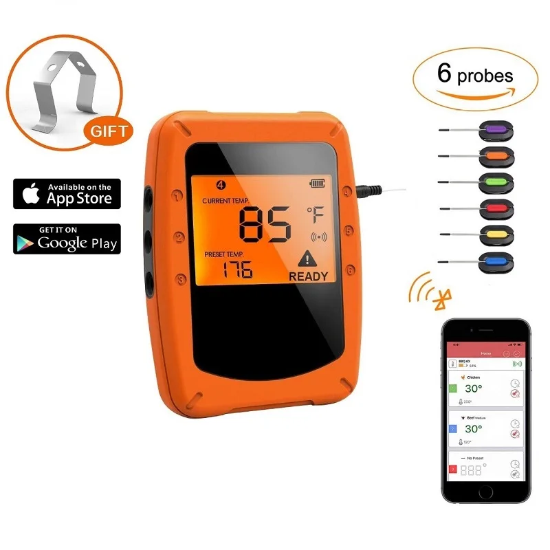 Food Cooking Wireless BBQ Thermometer With Six Probes Bluetooth App Controlnd Timer Oven Meat Grill Thermometer Kitchen tool
Food Cooking Wireless BBQ Thermometer With Six Probes Bluetooth App Controlnd Timer Oven Meat Grill Thermometer Kitchen tool