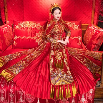 Vintage Tang Set Stage Performance Cheongsam Classic Red Marriage Suit Full Length Ancien Customes Chinese Traditional Dress
Vintage Tang Set Stage Performance Cheongsam Classic Red Marriage Suit Full Length Ancien Customes Chinese Traditional Dress