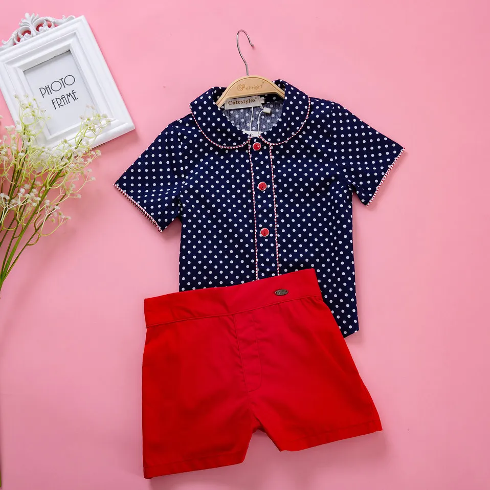 Pettigirl 2019 Summer Boutique Boy Clothing Set Turn-down Collar Dot Shirt+Red Shorts Kid Costumes For Boys Clothes B-DMCS004-B1
Pettigirl 2019 Summer Boutique Boy Clothing Set Turn-down Collar Dot Shirt+Red Shorts Kid Costumes For Boys Clothes B-DMCS004-B1