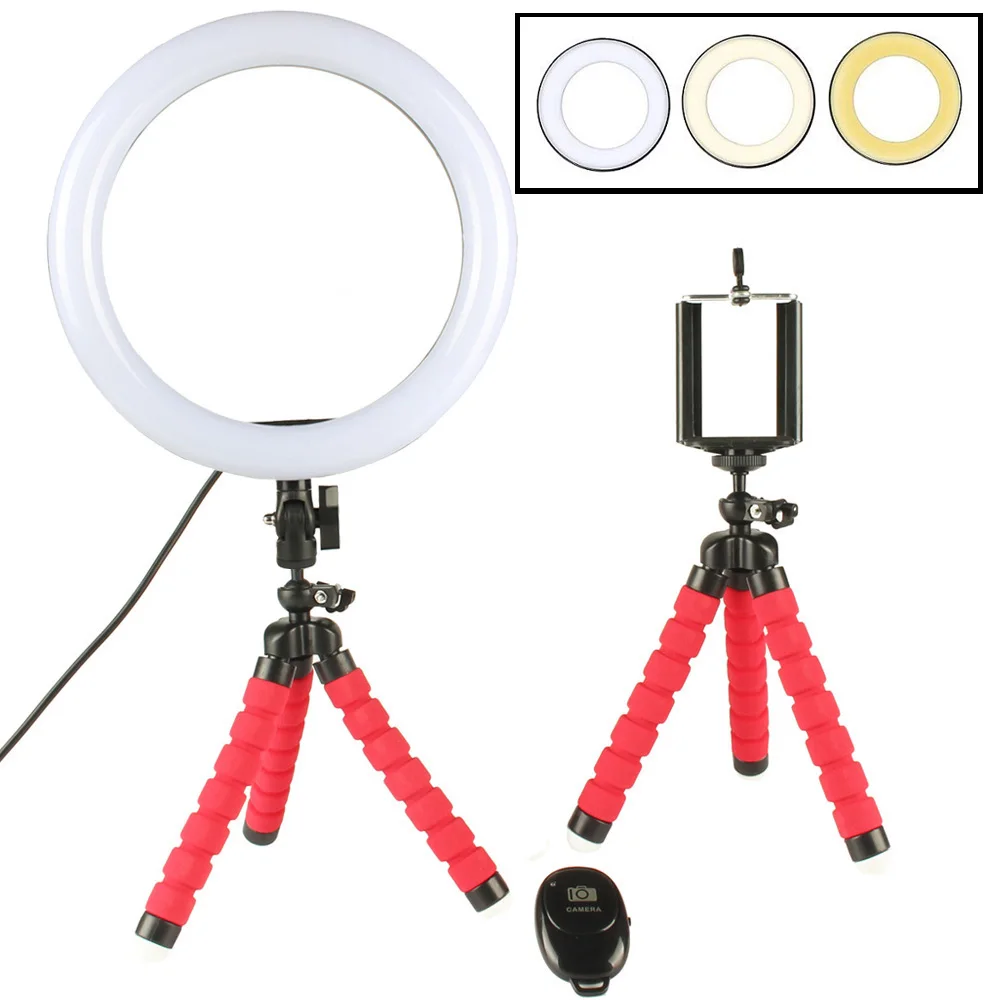 Dimmable LED Ring Light Studio Makeup Beauty Fill Lamp with Mini Flexible Octopus Tripod Lightweight Table Holder Phone Clip
Dimmable LED Ring Light Studio Makeup Beauty Fill Lamp with Mini Flexible Octopus Tripod Lightweight Table Holder Phone Clip