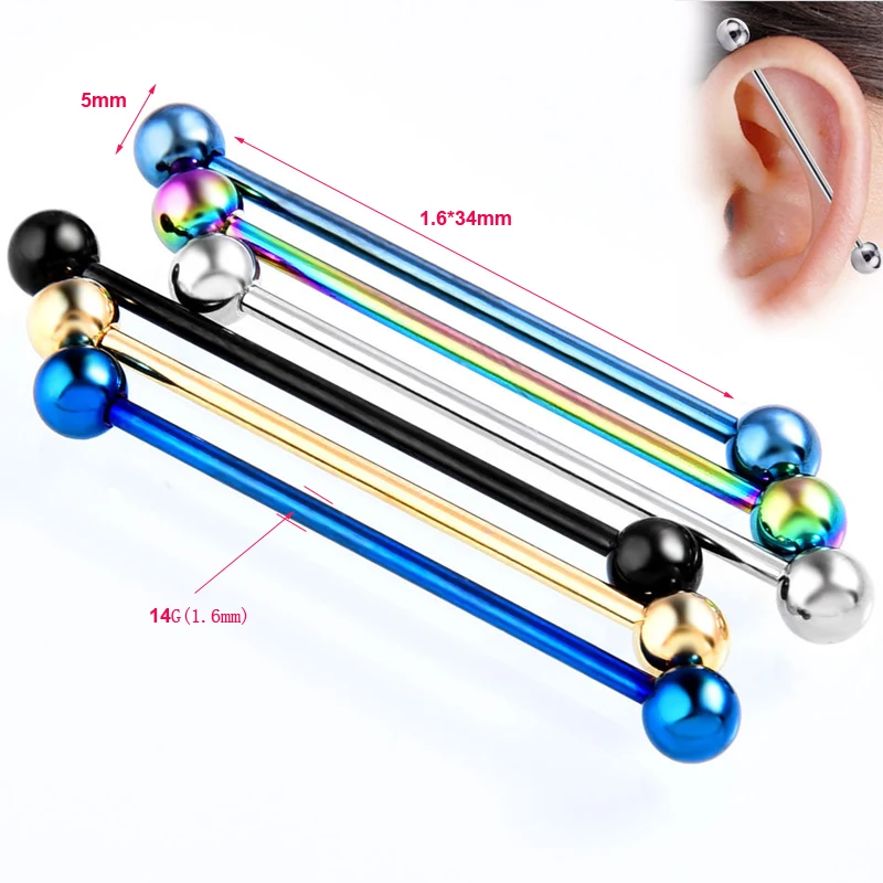 2Pcs/lot Real Stainless Steel Long Industrial Straight Barbell Ear Piercing1.6*34mm+5mm14G Candy Color Body Ear Piercing Jewelry
2Pcs/lot Real Stainless Steel Long Industrial Straight Barbell Ear Piercing1.6*34mm+5mm14G Candy Color Body Ear Piercing Jewelry