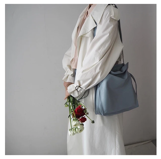 MJ Soft Leather Bucket Bag Female Casual PU Leather Shoulder Bag Large Capacity Crossbody Handbag Shopping Tote Bags for Women (8)