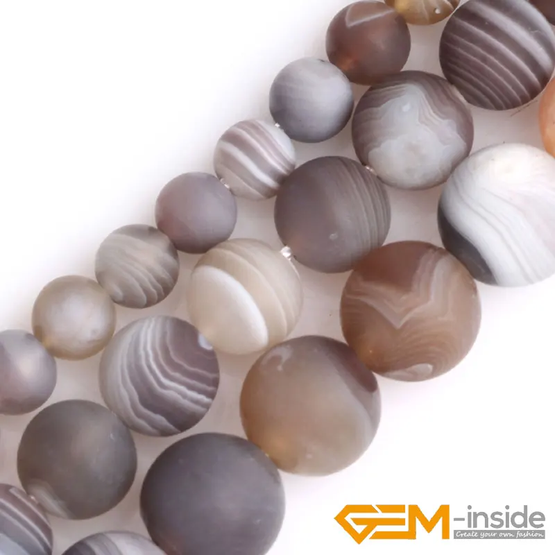 

Natural Gem stone Botswana Agates Frost Matte Round Loose Beads For Jewelry Making Strand 15"DIY Jewelry Beads 6mm 8mm 10mm Pick