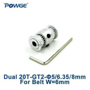 POWGE Ultimaker2 DIY Dual 20 Teeth GT2 Timing Pulley Bore 5mm 6.35mm 8mm Double side Gear Width 6mm 2GT belt 20T 20teeth 1pcs
POWGE Ultimaker2 DIY Dual 20 Teeth GT2 Timing Pulley Bore 5mm 6.35mm 8mm Double side Gear Width 6mm 2GT belt 20T 20teeth 1pcs