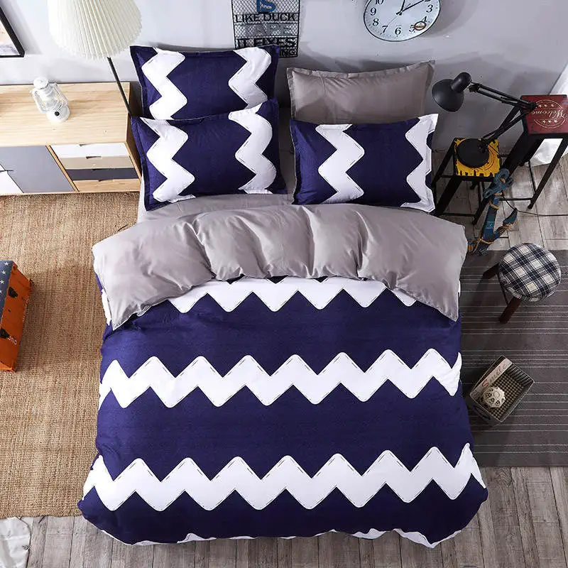 Us 35 63 34 Off Geometric Striped Bedding Set Bedspreads Comforter Single Twin Full Queen King Size Children S Boys Mens Home Purple White Color In