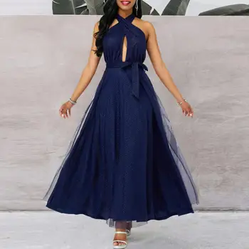 2019 new summer fashion women's dress, party, elegant, long A-type sleeveless solid color mesh element sexy dress dress
2019 new summer fashion women's dress, party, elegant, long A-type sleeveless solid color mesh element sexy dress dress