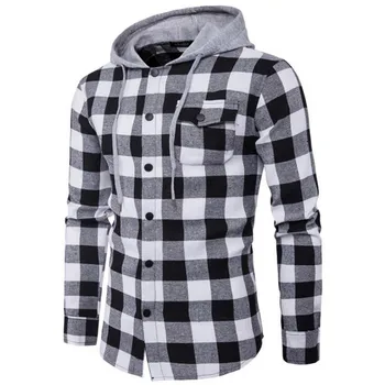 European and American men's shirts featuring large plaid fashion hooded chest pockets decorated men's casual hooded denim shirt
European and American men's shirts featuring large plaid fashion hooded chest pockets decorated men's casual hooded denim shirt