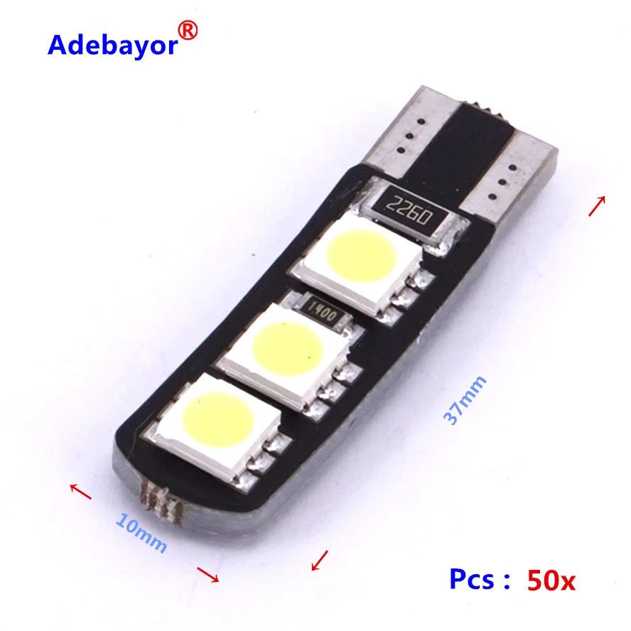 50 x T10 W5W 194 5050 6 LED canbus showing the wide lights DRL car daytime running lights super bright LED bulbs
50 x T10 W5W 194 5050 6 LED canbus showing the wide lights DRL car daytime running lights super bright LED bulbs