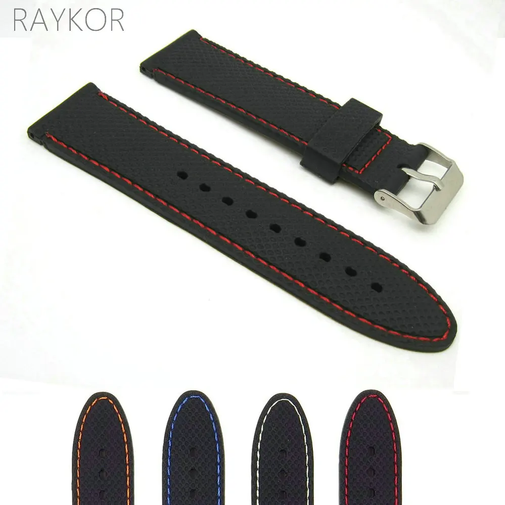 20mm Stitching Silicone Rubber Watch Band Stitch Soft Black Strap for Fashion Casual Diver Sports Watches
20mm Stitching Silicone Rubber Watch Band Stitch Soft Black Strap for Fashion Casual Diver Sports Watches