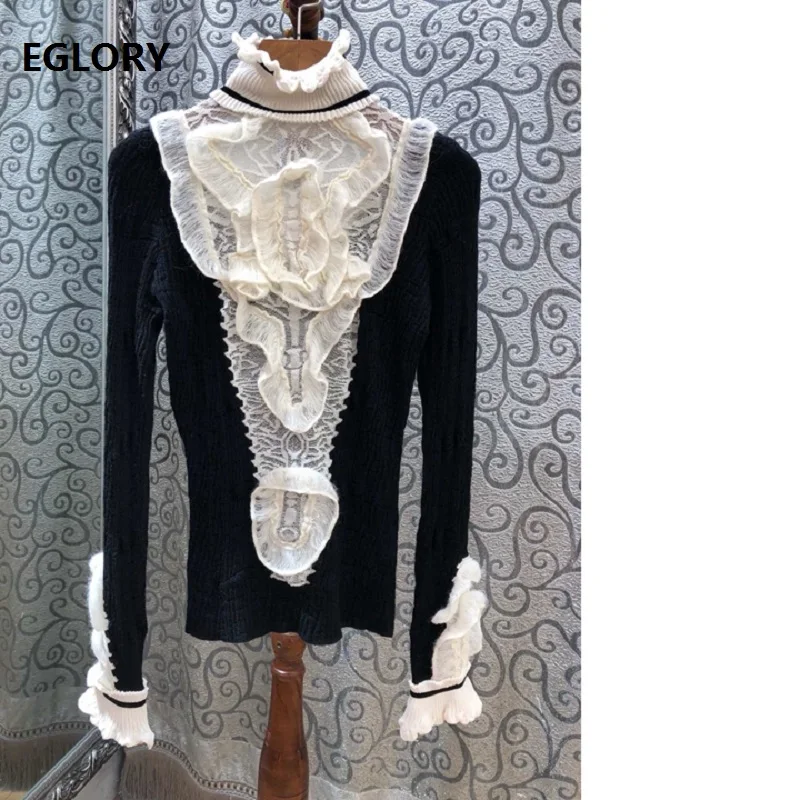 New Brand Fashion Sweaters and Pullovers 2018 Autumn Winter Jumpers Women Turtleneck Ruffled Lace Patchwork Long Sleeve Sweater
New Brand Fashion Sweaters and Pullovers 2018 Autumn Winter Jumpers Women Turtleneck Ruffled Lace Patchwork Long Sleeve Sweater