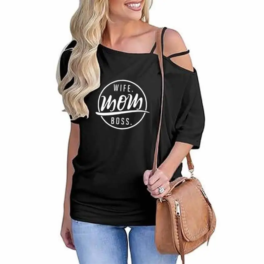 New Fashion Slanted Shoulder Sleeve T-Shirt For Women WIFE MOM BOSS Letters Print Plus Size T-Shirt Female Women Summer Tops
New Fashion Slanted Shoulder Sleeve T-Shirt For Women WIFE MOM BOSS Letters Print Plus Size T-Shirt Female Women Summer Tops