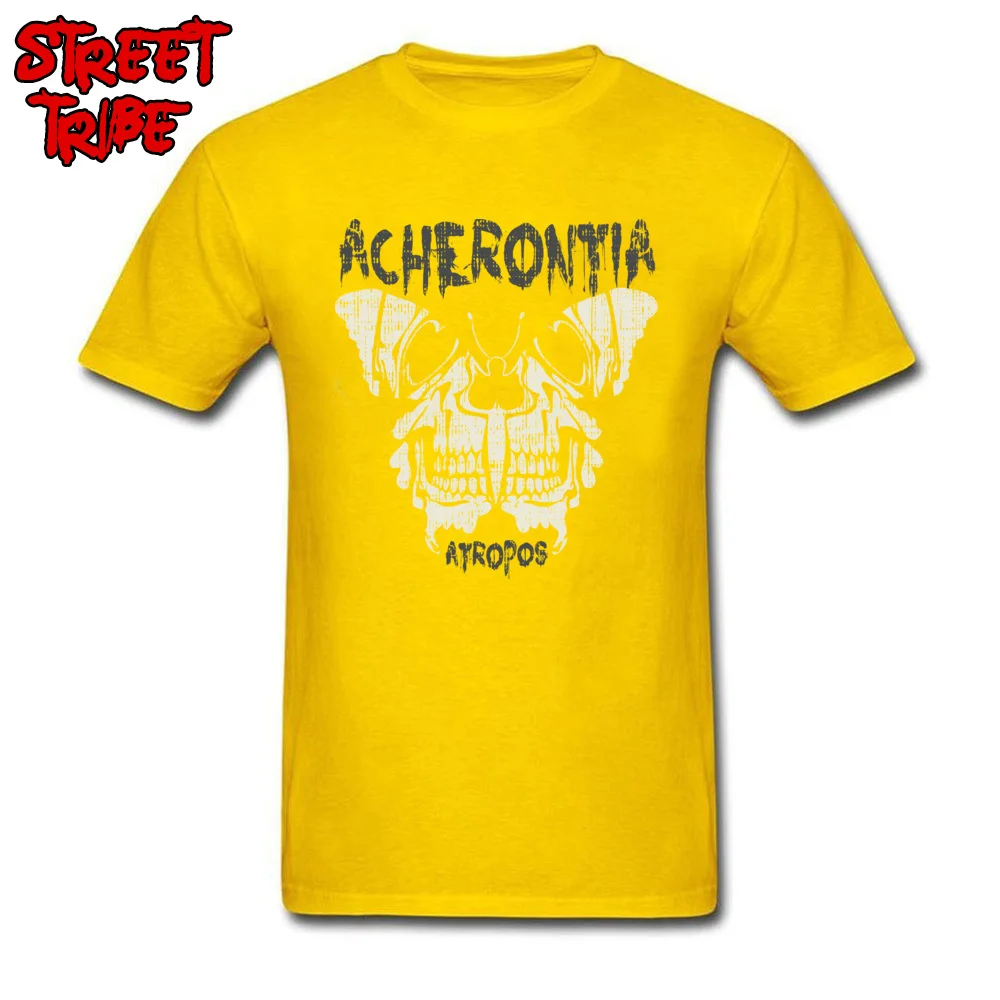 Custom Slim Fit Comics Short Sleeve Summer Tops & Tees New Design Round Collar 100% Cotton Fabric Clothing Shirt Men's T Shirts Deaths head Hawk moth Womens yellow