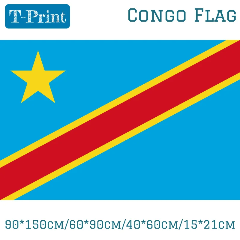 

90*150cm/60*90cm/40*60cm/15*21cm Congo-Kinshasa Flag Democratic Republic of the Congo Banner