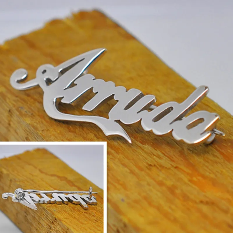 Брошь из серебра 925 пробы с именем компании|jewelry broches|name broochbrooch |
