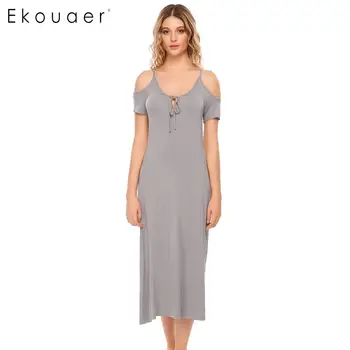 Ekouaer Women Sleepwear Long Sleep Dress Cold Shoulder Short Sleeve Bow Tie neck Solid Nightgown Sleepshirts Dress Homewear
Ekouaer Women Sleepwear Long Sleep Dress Cold Shoulder Short Sleeve Bow Tie neck Solid Nightgown Sleepshirts Dress Homewear