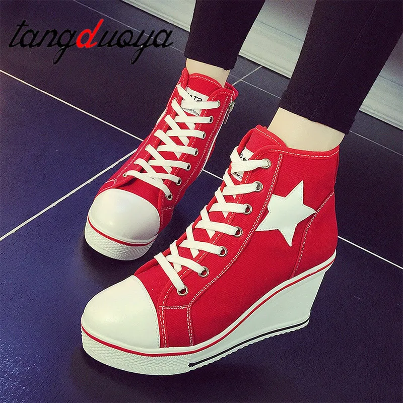 Women Wedges Badge High Top Platform Shoes Woman RED Black Casual Trainers Elevator Shoe High Heels Canvas Shoes Eur 34-43
Women Wedges Badge High Top Platform Shoes Woman RED Black Casual Trainers Elevator Shoe High Heels Canvas Shoes Eur 34-43