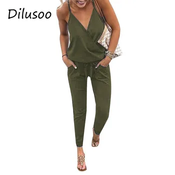 Dilusoo Summer Spaghetti Strap Jumpsuits Women Sexy V-neck Solid Backless Casual Rompers Female Pockets Lace Up Loose Playsuits
Dilusoo Summer Spaghetti Strap Jumpsuits Women Sexy V-neck Solid Backless Casual Rompers Female Pockets Lace Up Loose Playsuits